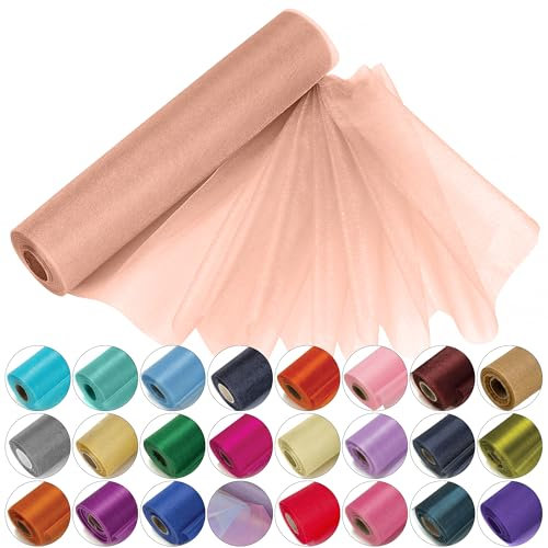 Trimming Shop Organza-Rolle, schneedurchsichtig, 25 m x 29 cm große Organza-Rolle für Stuhlschärpe, Tischläufer, Weihnachtsfeier, Hochzeitsdekoration, Heimwerkerprojekte, Roségold