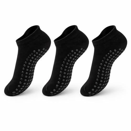 Myga Yoga-Socken – 3 Paar rutschfeste Socken für Damen und Herren – Anti-Rutsch-Socken für Yoga, Pilates, Fitness, Tanz & Sport mit Gel-Sohlen für Barfuß-Workouts zu Hause und im Fitnessstudio