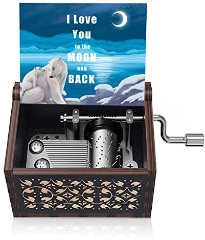 I Love You To The Moon And Back Spieluhr Weihnachtsgeschenk für Tochter Sohn Mama Papa Geburtstag Jahrestag für Oma Enkelin Handkurbel Spieluhr