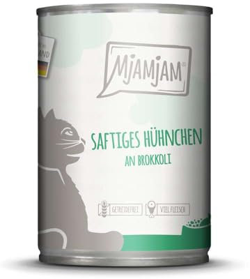 MjAMjAM - Nourriture Humide Premium pour Chats - Juicy Broccoli Chicken, 1 Paquet (1 x 400g), sans céréales avec de la Viande supplémentaire