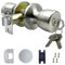 DSJJBLL Pomo de puerta de níquel satinado con cerradura y llave, cerradura de bola redonda, perilla de puerta interior/exterior para dormitorio o baño (paquete de 1)