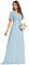 Ever-Pretty Robe De Soirée Style Long Manches Volantées Col en V Jupe Trapèze Robe Femme Chic Et Elegant Bleu Ciel 44