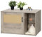 Hzuaneri Maison de Toilette pour Chat avec Porte en Rotin, Meubles de Litière Cachés, Table D'appoint en Bois de Style Bohème pour Animal Domestique, Greige CB05605X
