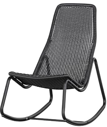 Dezain® Home - Schaukelstuhl Tom aus Rattan – Schaukelsessel – Schwarz | Wetterfeste Schaukelliege – Korbschaukelstuhl für Indoor & Outdoor – robust & pflegeleicht – Gartenmöbel