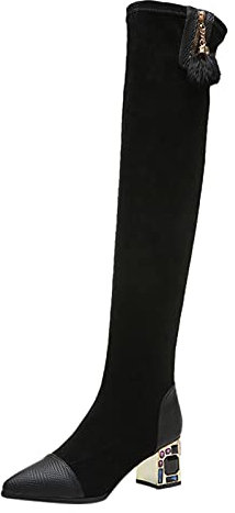 Stivali Donna Estivi Traforati con Tacco da Donna Stivali Stivali Moto Donna 36 Stivali Uomo da Donna Stivali Stivaletti Ciabatte Donna estive comode Sandali Tacco Largo Nero-e 37