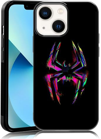 MMYAJT Morales Punk Gwen Phone Case Fit for iPhone 13 Mini, Black Spiderverse TPU Shockproof Protective iphone Case Cute Colorful Spider Phone Case Cover Gift for Boy Girl Men Wome