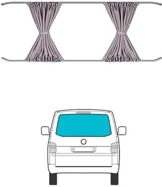 Car Divider Curtains Sun Shade Rear Cover VW Transporter T5 2003-2015 and Medium T6 2015-2023 Tailgate Grey Van Curtains Black Detachable Simple Sun Shades Side Window Covers Travel Divider Privacy