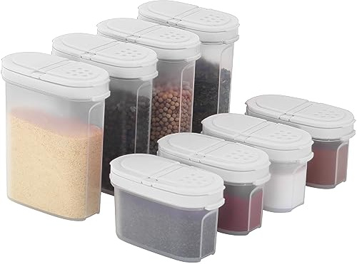 SIGNORA WARE Premium Gewürzboxen Aufbewahrungsboxen für Gewürze in groß und klein mit praktischen Streuer aus BPA-Freiem Plastik luftdichtes Vorratsdosen Set für die Küche - 8er Pack