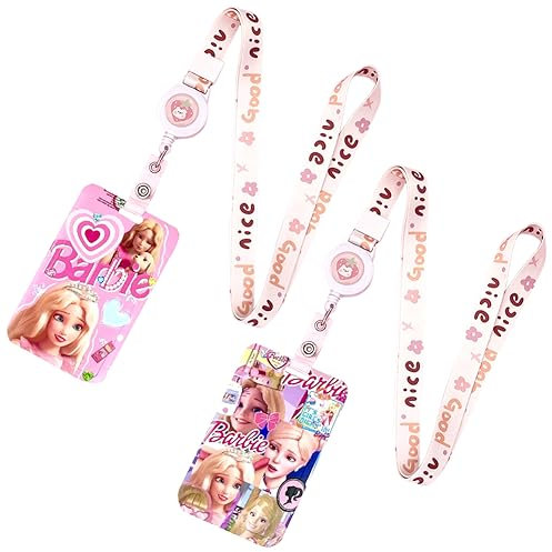 IOSCDH 2 Stück Lanyards, Bar-bie Lanyard mit Kartenhaltern, Bar-bie Schlüsselband mit Schnalle, Lanyard Personalienhülle, Perfekt für Erwachsene, Studenten, Kinder