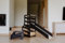 Weco Montessori Kinder Lernturm 3 in 1 Streifen Design mit Rutsche und Tritthocker FSC Zertifikat Schreibtisch Montessori Möbel Küchenhelfer klappbar Stylisch Lernturm (Schwarz)