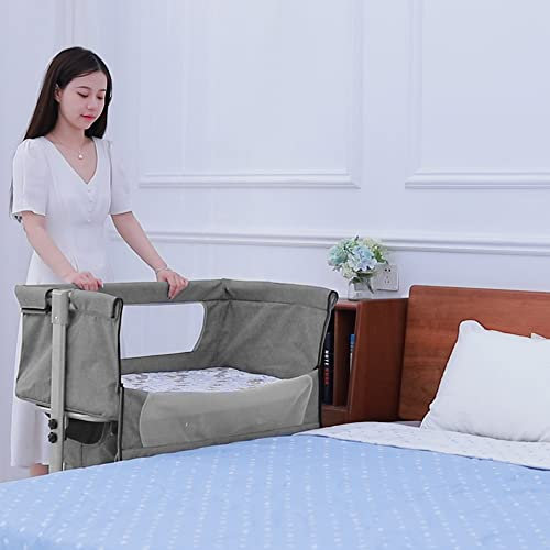 Codododo-Babybett, 3-in-1, Codododo-Wiege mit Matratze und Moskitonetz, Höhenverstellung, mobile Babywiege für Neugeborene/Kleinkinder, mit Aufbewahrungskorb (92 x 58 x 70 – 90 cm, dunkelgrau)