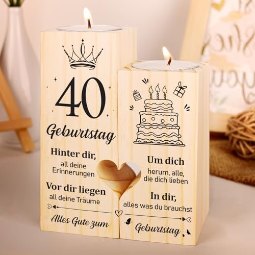 40 Geburtstag Frauen Mann, Geschenke zum 40. Geburtstag - Personalisierter Kerzenständer, 1985 40. Geburtstagsgeschenk für Vater, Mutter, Freunde, Ehemann, Ehefrau, 40. Geschenkideen Dekoration