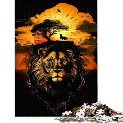 Puzzles für Erwachsene, 1000 Teile, König der Löwen, Puzzles für Erwachsene, Holzpuzzles für Erwachsene, Lernpuzzle, Familienspiel, 1000 Teile (75x50cm)