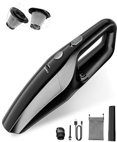 TEMOLA Aspirapolvere Auto Potente, Aspirabriciole Senza Fili con motore brushless 12000Pa, Aspirapolvere per Auto in acciaio inox HEPA, Aspirapolvere Portatile per accessori auto, casa, ufficio