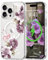 L-FADNUT Magnetic for iPhone 15 Pro Max Case, Compatible with Magsafe Floral Pattern Design, Clear Girly Flower Cover Slim Bumper Shockproof Protective Phone Case for iPhone 15 Pro Max Purple