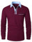 KUNJLELP Men's Long Sleeve Polo Shirt Casual Premium T-Shirt 100% Cotton Golf Casual Collared Tops with Real Pocket,Red 43,XXL