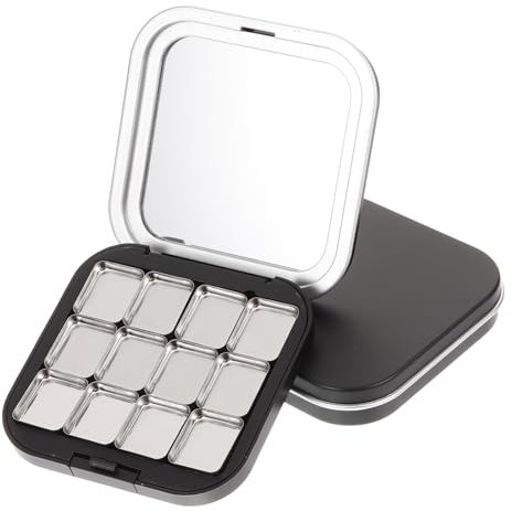 WOONEKY 2pcs Magnetic Empty Eyeshadow Palettes 12 Compartments Matte Black Makeup Tray Cosmetic Storage Case for Professional and Personal Use