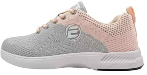 Elite Chaussures de Bowling Confortables pour Femme – Semelles coulissantes universelles, Maille Ultra légère Style athlétique pour Bowlers, Gris/pêche, 37.5 EU