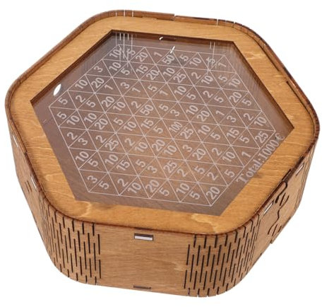 QUMIIRITY Holz Spardose Mit Transparenter Abdeckung Zähl-Design Für Münzen Nachhaltiges Sparschwein Für Zuhause Großes Fassungsvermögen Zum Geldsparen