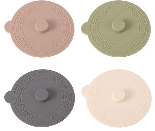 Aiyraa 4 Pcs Silicone Lids Food Covers, Cup Covers for Drinks, Reusable Glass Covers for Mugs, Mug Cover, Cup Covers for Mugs Tea Coffee Cup