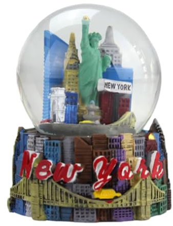 Artisan Owl New York City Skyline Schneekugel aus Kunstharz und Glas, groß, mehrfarbig