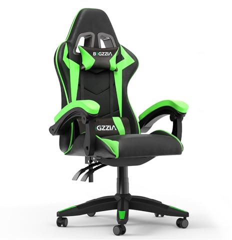Racingreat Ergonomic Gaming Chair with Adjustable Height, Reclining Feature, Headrest, and Lumbar Support for Adults (Basics, Green)