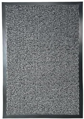 Door Mats Indoor 90cm x 300cm Grey, Washable indoor Outdoor Rugs Matts, Heavy Duty Non-slip Entrance Mat, Super Absorbent Front Door Mat Kitchen Hallway Bath Barrier Rugs (Grey & Black, 90 x 300 cm)