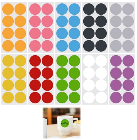 240 Stück 50mm Bunte Klebepunkte Groß - Selbstklebende Markierungspunkte in 10 Verschiedenen Farben, Ideal für Büro, Schule, Haushalt und Handwerk