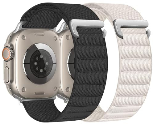 Chinbersky 2 pulseras Alpine Loop compatibles con Apple Watch Ultra 49 mm 45 mm 44 mm 46 mm 42 mm, correa de repuesto de nailon deportivo ajustable para iWatch Ultra 2 SE Series 10 9 8 7 6 5 4 3 2 1