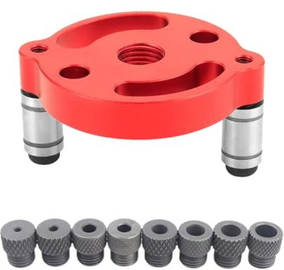 Guide Percage Bois Réglable, Localisateur de perçage, rouge,largeur réglable, avec manchon de perçage 3/4/5/6/7/8/9/10 mm, peut répondre aux besoins de perçage de trous de différentes tailles