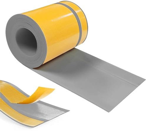 Hengrongshen Plinthe Souple PVC Autoadhésive 70 mm x 20 mm x 12 m, Imperméable Anti-Moisissures Résistante à l'Huile, pour Cuisine Salle de Bain Chambre Garage (Gris)