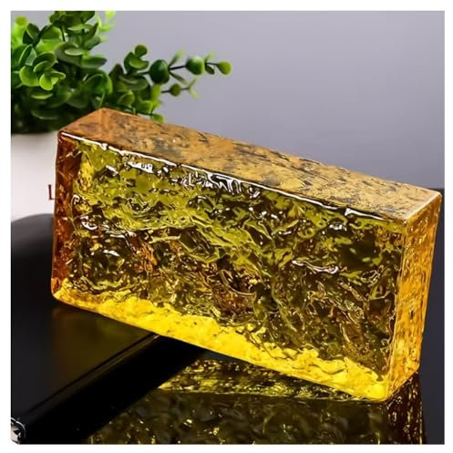 Brique De Verre Architecturale Rectangulaire En Cristal Transparent, Pour La Transmission De La Lumière Et L'intimité, Pour Cloisons De Bar, D'hôtel, De Chambre Ou De Salon.(Jaune,150x150x20mm)