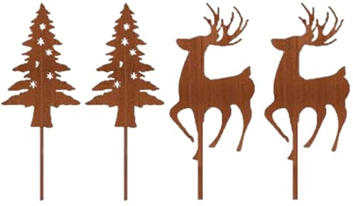 Metall Hirsch Weihnachten Gartenstecker Rost Hirsch Hofpfähle Outdoor Hof Rasen Ornamente Urlaub Pfahl Weihnachten Rost Metall Gartenstecker
