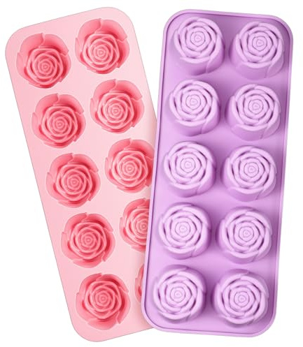2 Stück Eiswürfelform Silikon Rosen Silikonformen Backen | eiswürfel silikonform für Eiswürfel & Seife Valentinstag Fondant Silikonform Schokolade