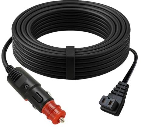 12V-24V Car Fridge Extension Cable - 3M DC Power Cord - Cigarette Lighter Plug - Compressor Fridge & Freezer Extension for Car, Truck, Camping & Road Trips