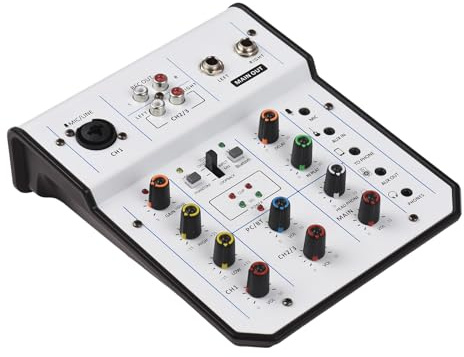ciciglow Audiomixer, Professionelles 3-Kanal-Mischpult für Heimstudio, DJ-Netzwerk, Live-Übertragung, XLR/6,35 Mm/3,5 Mm-Anschlüsse, Multifunktionale Aufnahmemischer für Kleine Konzerte und