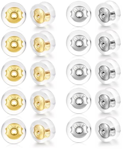LAKPYN 20 Pezzi Chiusure Orecchini in Silicone, Ferma Orecchini in Silicone, Ipoallergenico
