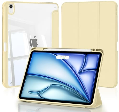 4UBonLife Custodia per iPad Air 11 Pollici M4/M3/M2 (2026/2025/2024), iPad Air 5a/4a Gen 10,9 con Portapenna Cover Retro Rigido Trasparente, Smart Case Antiurto Anti-Ingiallimento, Galassia