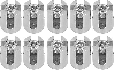 SIXRUN Serre-Câbles Croisés en Acier Inoxydable 316, 10 Pièces, Faciles à Utiliser pour Garde-corps de Câbles Intérieur et Extérieur jusqu'à 8mm