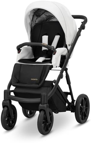 Kunert Ivento 2in1 Kinderwagen mit schwarzem Rahmen und weißem Stil (Weiß)