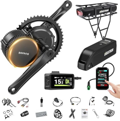 BAFANG E-Bike Mittelmotor Umbausatz BBS01B BBS02B BBS-HD, Mid Drive Motor Kit mit optionalem Akku & Display, DIY Umbausatz für Tretlager 68-73/100/120 mm