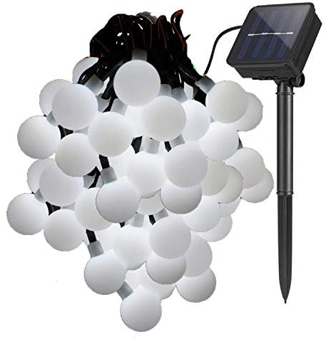 KINGCOO Wasserdicht LED Globe Lichterkette, 23ft/7M 50 LED Solar Kugel Lichterkette,Innen und Außen Deko Glühbirne,Weihnacht Sbeleuchtung für Hochzeit,Party,Weihnachtsbaum (Weiß)