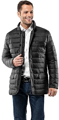 Vincenzo Boretti blouson-giacca trapuntata uomo, imbottita caldo, leggera, sportiva elegante, taglio aderente, collo alto, pratiche tasche con cerniera, tubazioni decorativo
