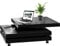 CASARIA® Rotating Coffee Table | High Gloss Finish | 360° Rotatable | Modern Contemporary Design | Height Adjustable Feet | 3 Tier Square Cube Living Room Side Table | 76x76x30.5cm | Black