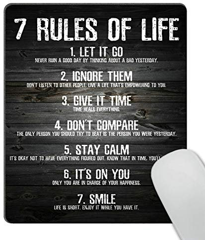 Wasach 7 Rules of Life Motivational Quotes Mouse Pad Custom, Inspirational Quote About Life Mouse Pads for Computers