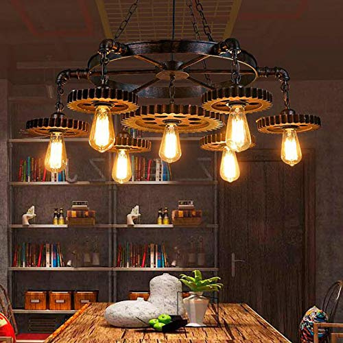 Vintage Kronleuchter Retro Industrial Gear Pendelleuchten 7 Köpfe Höhe Verstellbare Bar Loft Hängelampe Restaurant Schlafzimmer Spiral Hängeleuchte Küche Wohnzimmer Dekoration Decken Beleuchtung