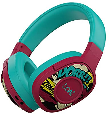boAt Rockerz 550 Bluetooth Wireless Over Ear Headphones with Upto 20 Hours Playback, 50MM Drivers, Soft Padded Ear Cushions and Physical Noise Isolation with Mic (Maroon Maverick)