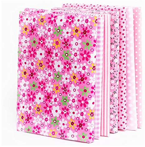 Yeeyf 7 Stück (25 x 25 cm) verschiedene Muster Patchwork mehrfarbig Stoff Handwerk Gedruckt Baumwolle Material Gemischte Quadrate Bündel Quilten Baumwollstoff Nähen DIY Set