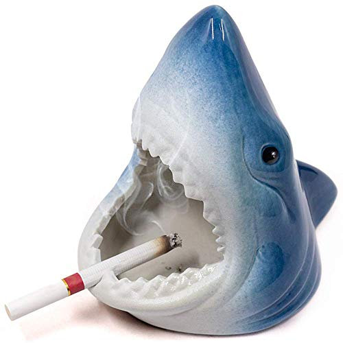 Aschenbecher für Zigaretten, schicker Keramik-Aschenbecher in Haifisch-Form, winddicht, groß, dekorativ, für drinnen und draußen, für Zuhause und Büro