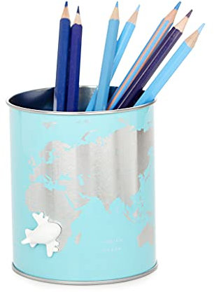 balvi Stiftehalter Globe Farbe Türkis Halten Sie Ihren Schreibtisch organisiert Dose für Schreibstift
